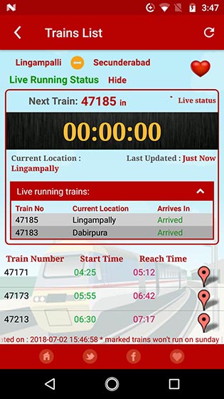 MMTS Train Timings