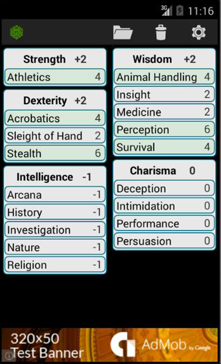 Fifth Edition Character Sheet screen 1