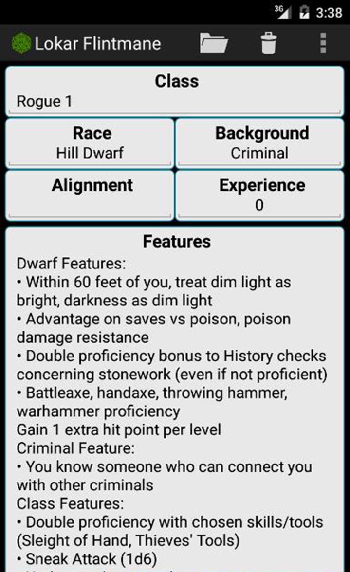 Fifth Edition Character Sheet screen 4