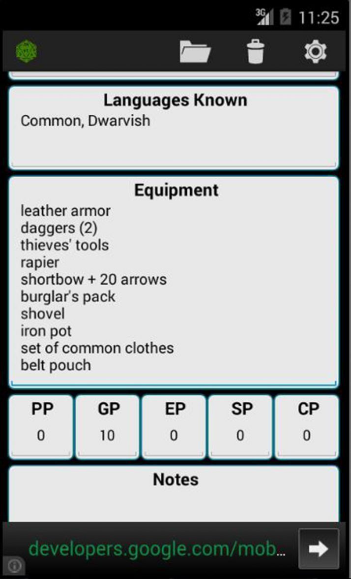 Fifth Edition Character Sheet screen 5