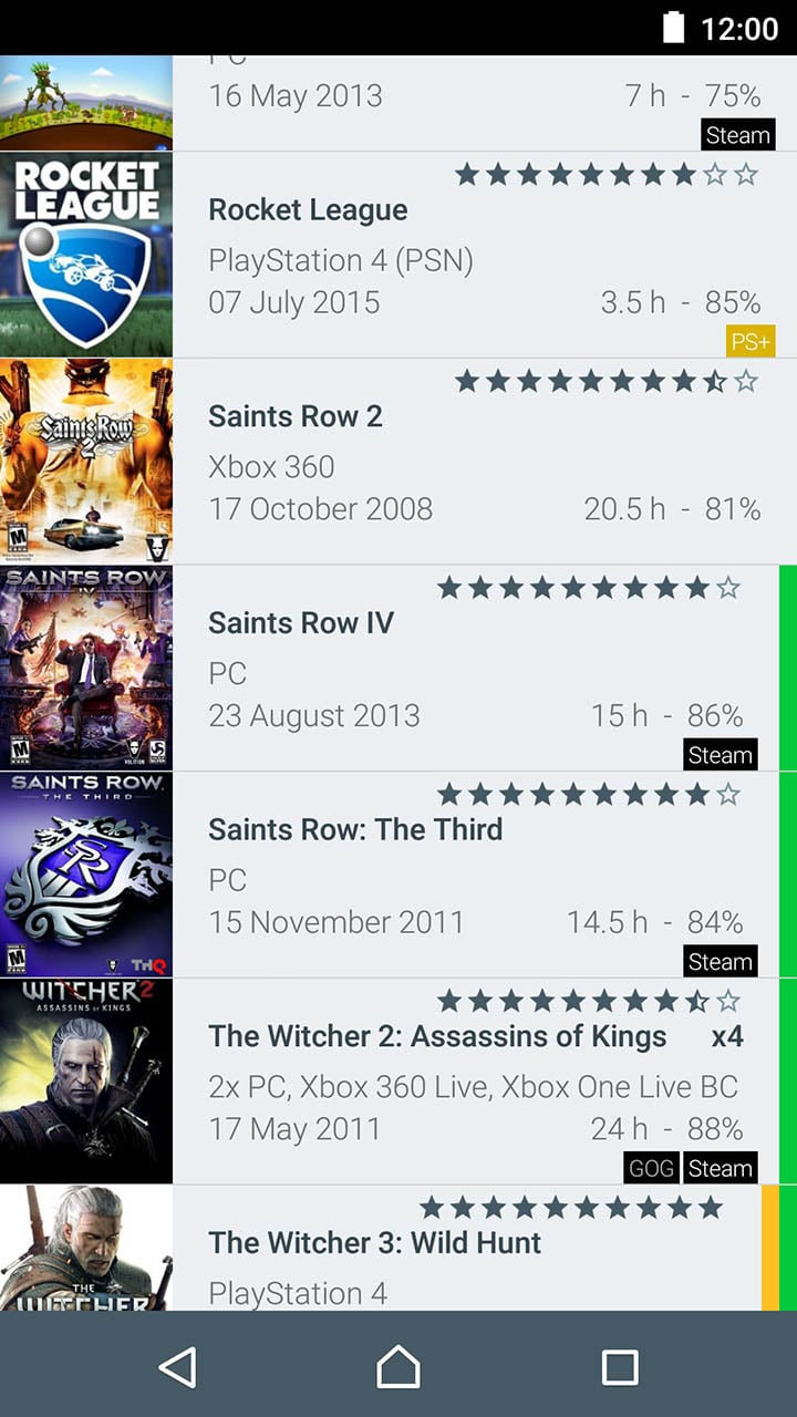 My Game Collection screen 1