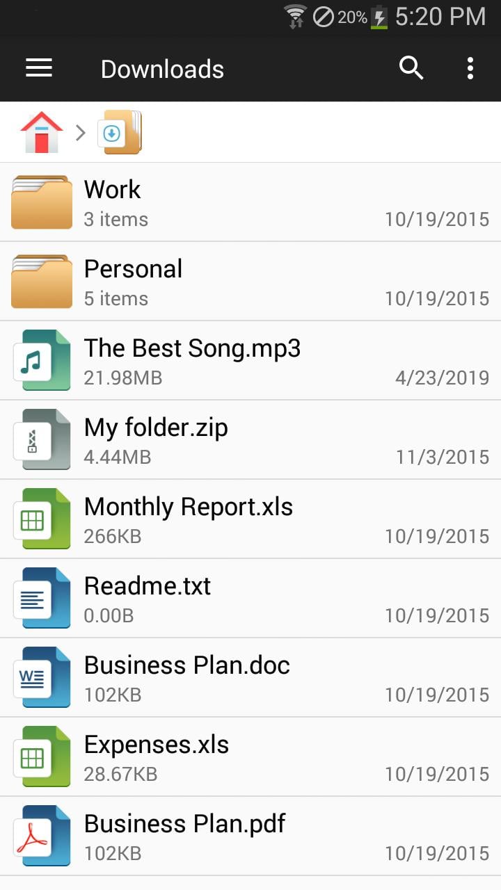 File Manager screen 1