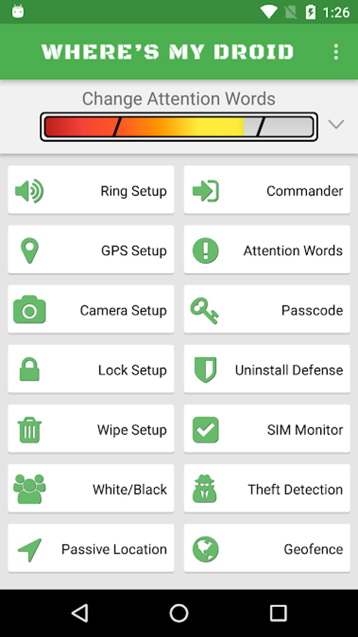 Wheres My Droid screen 1