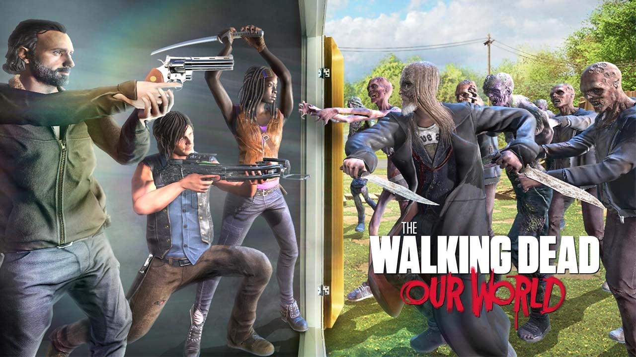 Play Genesis Augmented Reality Games. Humans fighting zombies with guns and swords in the Walking Dead: Our World augmented reality game.